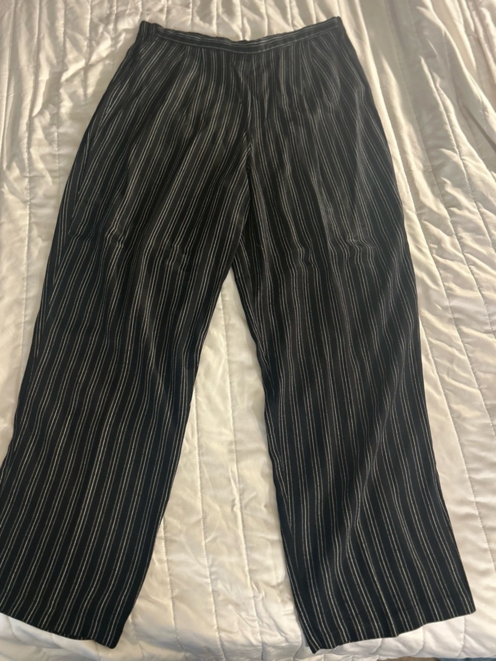 Vintage Blue Pinstripe Wide Leg Pants USA Made Size Large